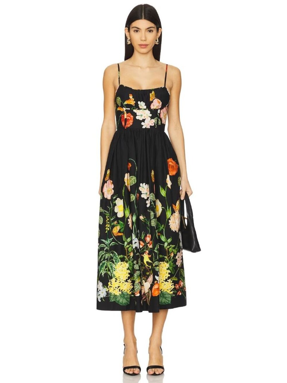 Cara Cara Amay Dress in Nectar Black 4 Womens Midi Cotton Floral